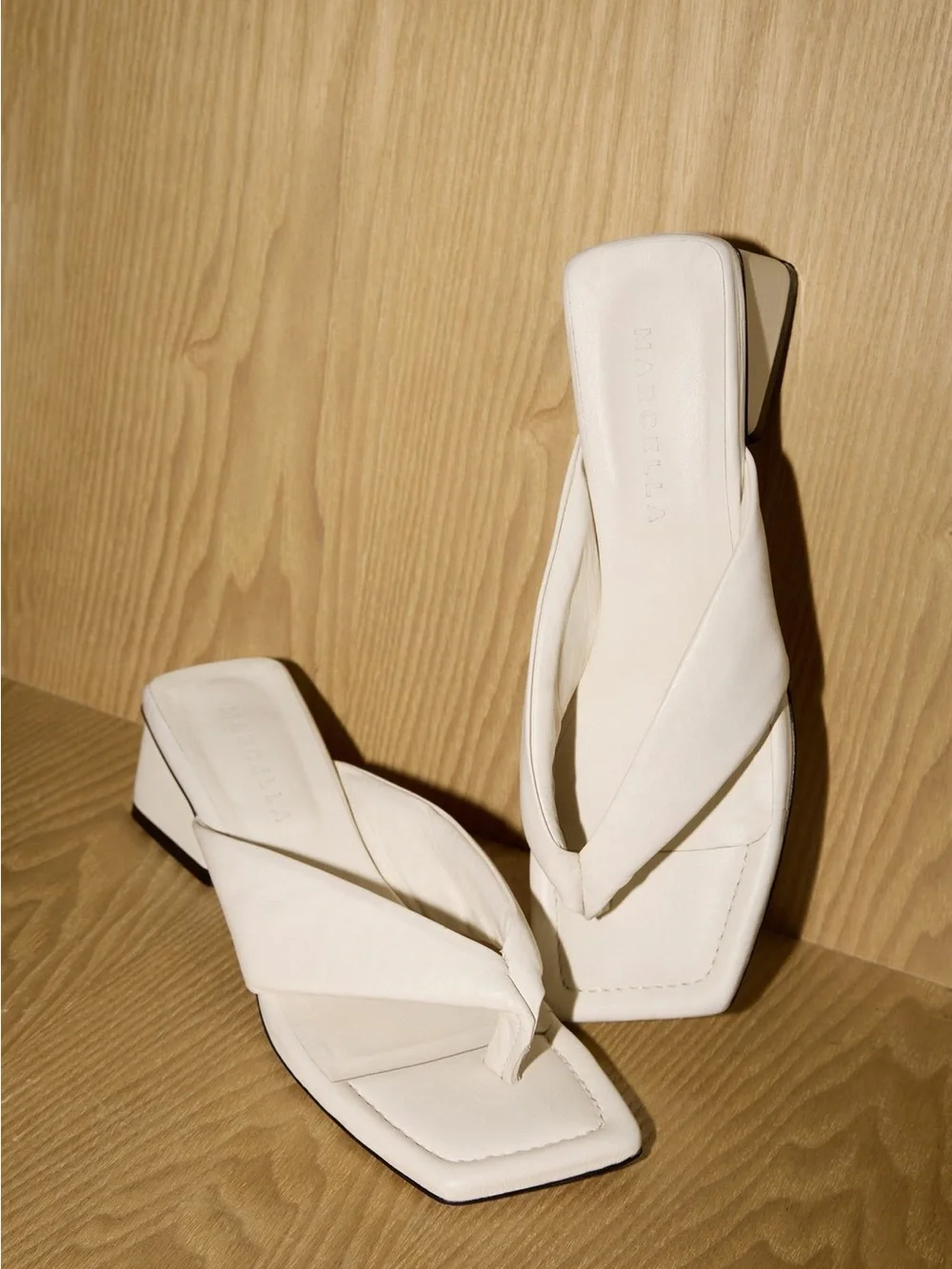 Brand New Marcella Holland Sandles Cream Women's White Square-Toe Sandals